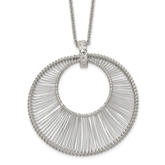 Stainless Steel Polished Wire Circle 16.5in w/2in ext Necklace