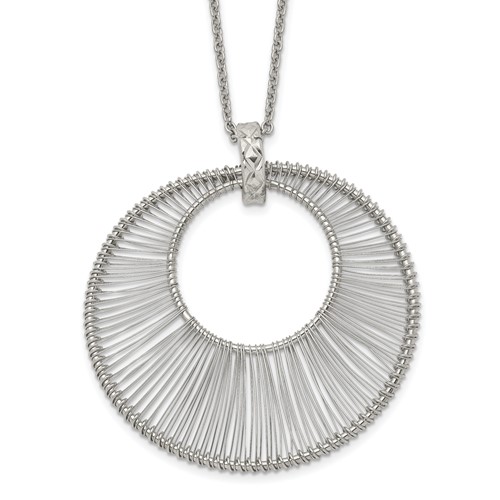 Stainless Steel Polished Wire Circle Necklace with 2in Ext, 16.5"