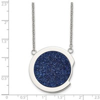 Stainless Steel Polished Necklace with Blue Druzy Stone, 17.75" view 5
