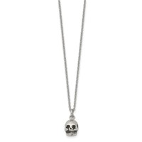 Stainless Steel Polished and Antiqued Skull Necklace, 19" view 3