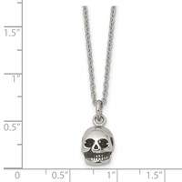 Stainless Steel Polished and Antiqued Skull Necklace, 19" view 5
