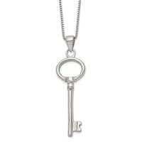 Chisel Stainless Steel Polished Key Pendant on a Box Chain Necklace, 20" view 3