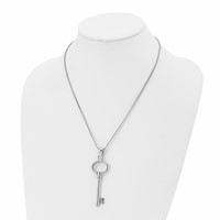 Chisel Stainless Steel Polished Key Pendant on a Box Chain Necklace, 20" view 4
