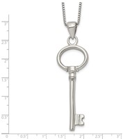 Chisel Stainless Steel Polished Key Pendant on a Box Chain Necklace, 20" view 5