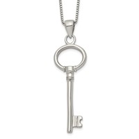 Chisel Stainless Steel Polished Key Pendant on a Box Chain Necklace, 20" view 1