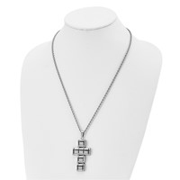 Chisel Stainless Steel Polished Moveable Cross Rope Chain Necklace, 22" view 4