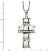 Chisel Stainless Steel Polished Moveable Cross Rope Chain Necklace, 22" view 5