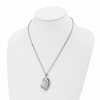 Stainless Steel Polished White Cat's Eye Heart Necklace, 20" view 4