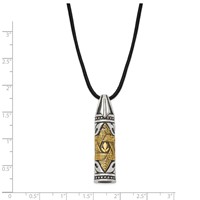 Chisel Stainless Steel Antiqued and Polished Necklace with Yellow IP-plated Accent Star of David Pendant on a Leather Cord, 20" view 3