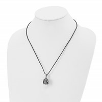 Chisel Stainless Steel Antiqued and Polished Moveable Skull Pendant on a Leather Cord Necklace, 20" view 4