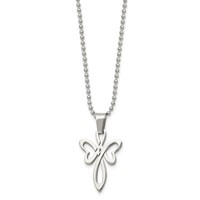 Chisel Stainless Steel Polished Fancy Cross Pendant on a Ball Chain Necklace, 22" view 3