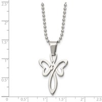 Chisel Stainless Steel Polished Fancy Cross Pendant on a Ball Chain Necklace, 22" view 5