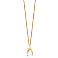 Chisel Stainless Steel Polished Yellow IP-plated Wishbone on a Multi-Link Chain Necklace, 16" view 3