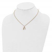 Chisel Stainless Steel Polished Yellow IP-plated Wishbone on a Multi-Link Chain Necklace, 16" view 4