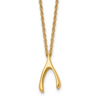Chisel Stainless Steel Polished Yellow IP-plated Wishbone on a Multi-Link Chain Necklace, 16" view 1