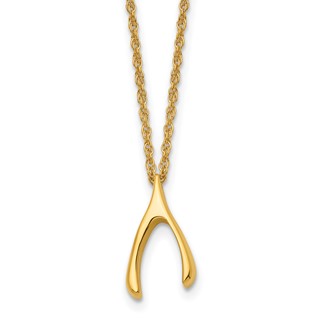 Chisel Stainless Steel Polished Yellow IP-plated Wishbone on a 16 inch Multi-Link Chain Necklace