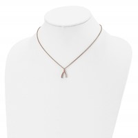 Stainless Steel Polished Rose IP-plated Wishbone Necklace, 16" view 4