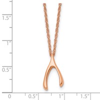 Stainless Steel Polished Rose IP-plated Wishbone Necklace, 16" view 5
