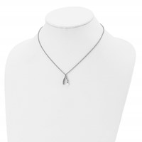 Stainless Steel Polished Wishbone Imitation Pearl Necklace, 16" view 4