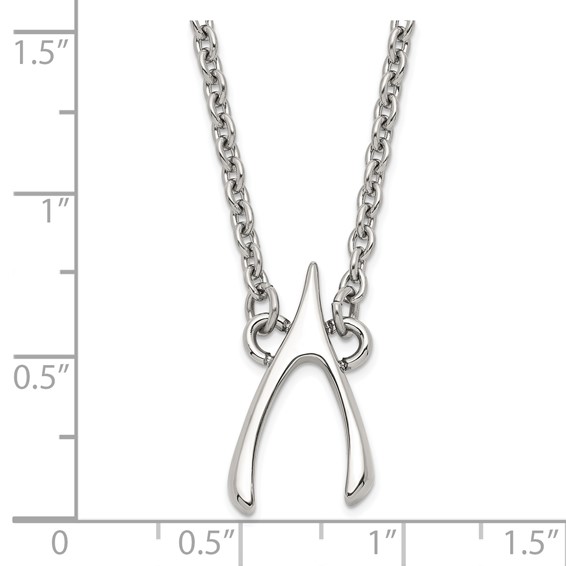 Stainless Steel Polished Wishbone Necklace
