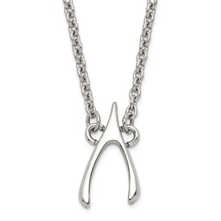 Stainless Steel Polished Wishbone Necklace