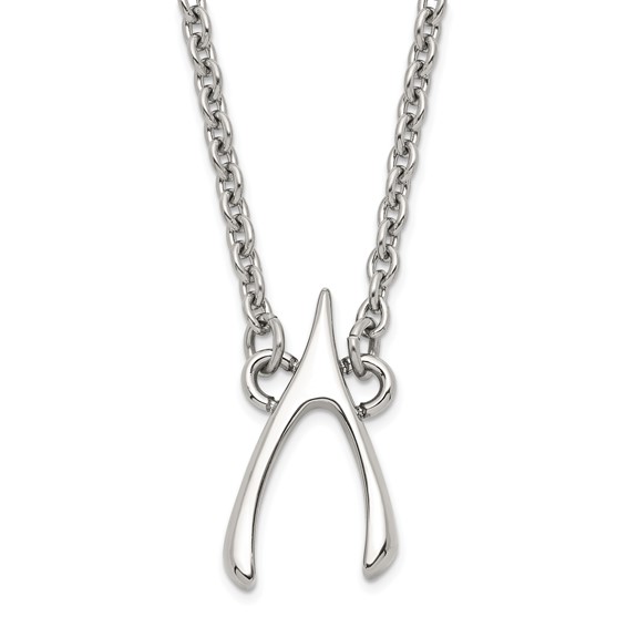 Stainless Steel Polished Wishbone Necklace