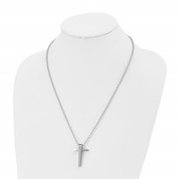 Chisel Stainless Steel Polished Cross Pendant on a Ball Chain Necklace, 22" view 4