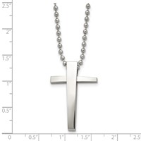 Chisel Stainless Steel Polished Cross Pendant on a Ball Chain Necklace, 22" view 5