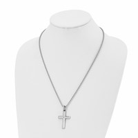 Chisel Stainless Steel Brushed and Polished.01 Carat Diamond Cross Pendant on a Ball Chain Necklace, 22" view 4