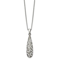 Chisel Stainless Steel Polished Necklace with Crystal Teardrop Pendant on an Box Chain, 18" view 3