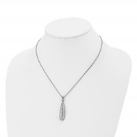 Chisel Stainless Steel Polished Necklace with Crystal Teardrop Pendant on an Box Chain, 18" view 4