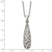 Chisel Stainless Steel Polished Necklace with Crystal Teardrop Pendant on an Box Chain, 18" view 5