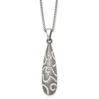 Chisel Stainless Steel Polished Necklace with Crystal Teardrop Pendant on an Box Chain, 18" view 1