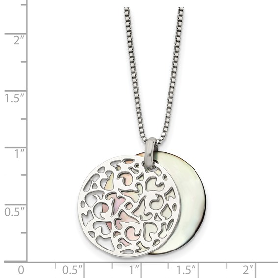 Stainless Steel Polished Mother of Pearl 18in Necklace