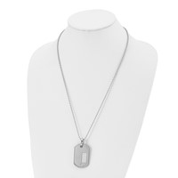 Chisel Stainless Steel Polished Necklace with 18K Gold Accent.01 Carat Diamond Dog Tag on a Ball Chain, 24" view 4