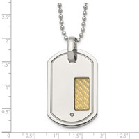 Chisel Stainless Steel Polished Necklace with 18K Gold Accent.01 Carat Diamond Dog Tag on a Ball Chain, 24" view 5