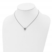 Stainless Steel Polished Skull Necklace, 16" view 4