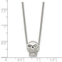 Stainless Steel Polished Skull Necklace, 16" view 5