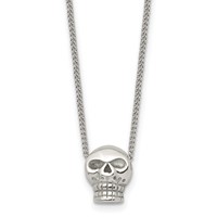 Stainless Steel Polished Skull Necklace, 16" view 1