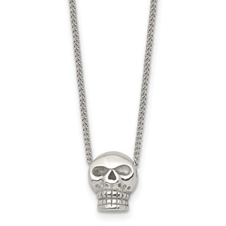 Stainless Steel Polished Skull 16in Necklace