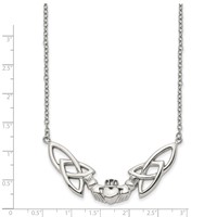 Stainless Steel Polished Claddagh Necklace, 18" view 3