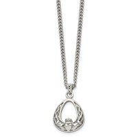 Chisel Stainless Steel Antiqued and Polished Claddagh Pendant on an Curb Chain Necklace, 18" view 3