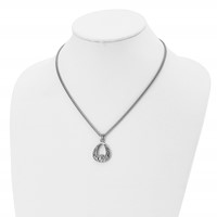 Chisel Stainless Steel Antiqued and Polished Claddagh Pendant on an Curb Chain Necklace, 18" view 4