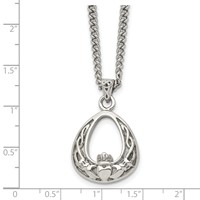 Chisel Stainless Steel Antiqued and Polished Claddagh Pendant on an Curb Chain Necklace, 18" view 5