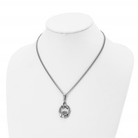 Chisel Stainless Steel Polished Trinity Knot and Claddagh Pendant on an Curb Chain Necklace, 18" view 4