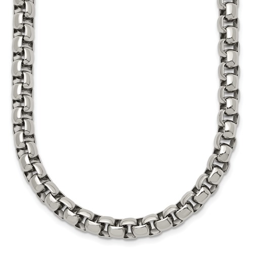 Chisel Stainless Steel Polished Rounded Box Chain, 24"