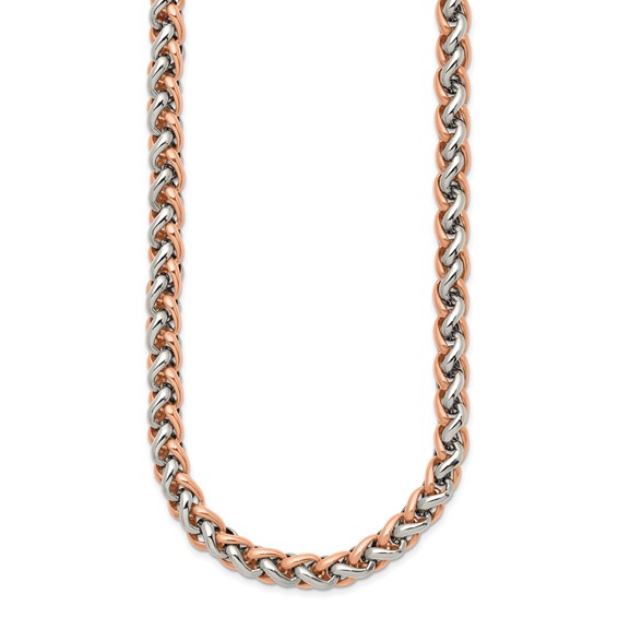 Chisel Stainless Steel Polished Rose IP-plated 24 inch Necklace