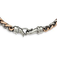 Chisel Stainless Steel Polished Rose IP-plated Necklace, 24" view 4