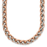 Chisel Stainless Steel Polished Rose IP-plated Necklace, 24" view 1