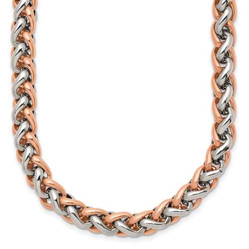 Chisel Stainless Steel Polished Rose IP-plated Necklace, 24"